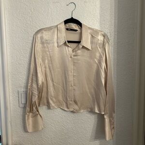 Zara Elegant Light Pink Satin Blouse